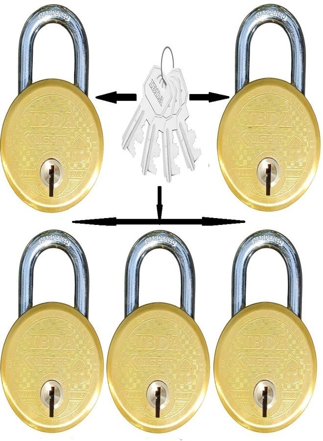 IBDA 5 Locks with Same Key | Multiple Locks with Single Key | Common Key Lock | Steel Body | Lock for Home, Shutter, gate, Door, Shop, Outdoor | Same Key Lock Set of 5 with 4 Keys (KNT-BRS-4CK-05) - Image 1